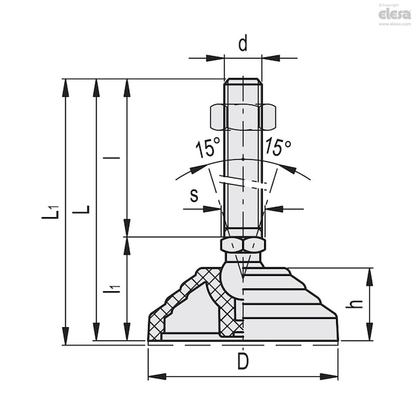 Levelling Elements, LV.A-60-14-AS-3/8-16x4